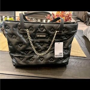 Love Moschino Black Heart-Embossed Tote